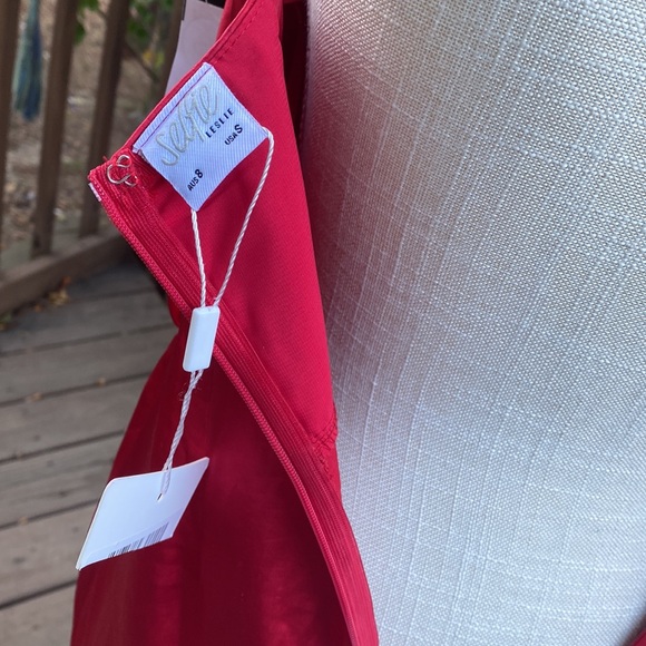 BEBE SATIN COWL NECK WRAP DRESS RED - Picture 7 of 8